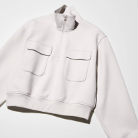Женская укороченная толстовка UNIQLO с полумолнией 1159833107 (Серый S)