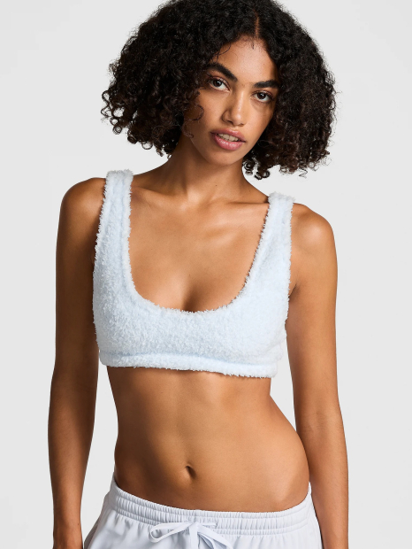 Женский мягкий топ Victoria's Secret Pink из искусственного меха 1159832928 (Голубой L)