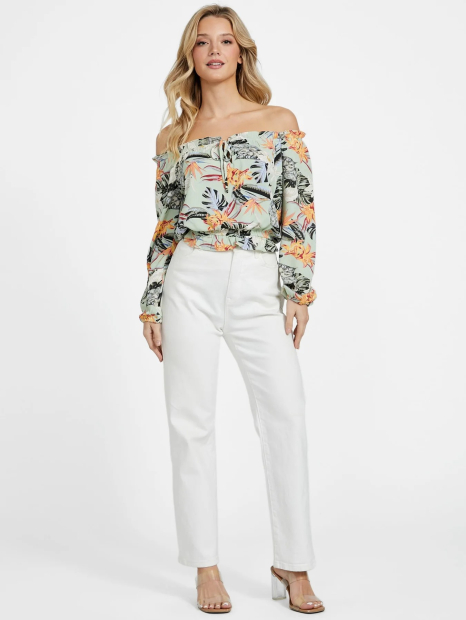 Женский топ  GUESS с открытыми плечами 1159833027 (Зеленый S)