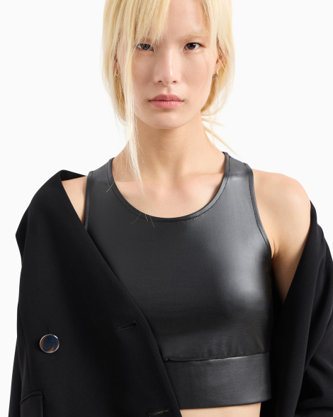 Женский топ Armani Exchange из экокожи 1159834002 (Черный M)