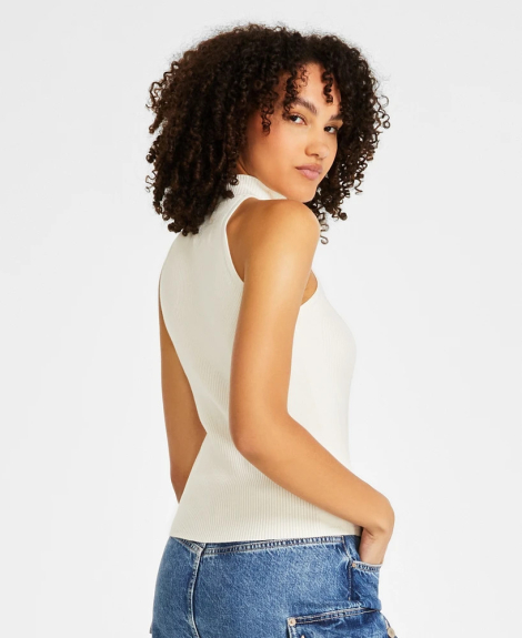 В'язаний жіночий топ GUESS з коміром-халтером 1159835209 (Молочний XL)