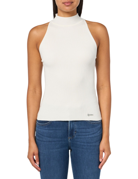 В'язаний жіночий топ GUESS з коміром-халтером 1159835209 (Молочний XL)