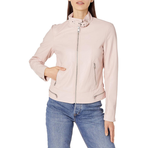Женская куртка из экокожи Levi's на молнии 1159834912 (Розовый XXL)