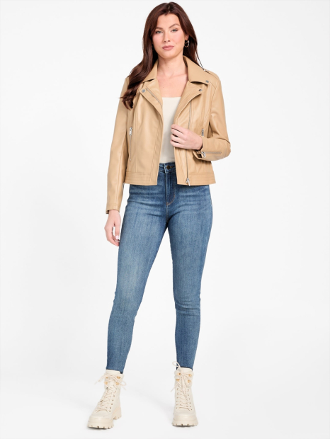 Женская куртка из экокожи GUESS 1159836508 (Бежевый S)