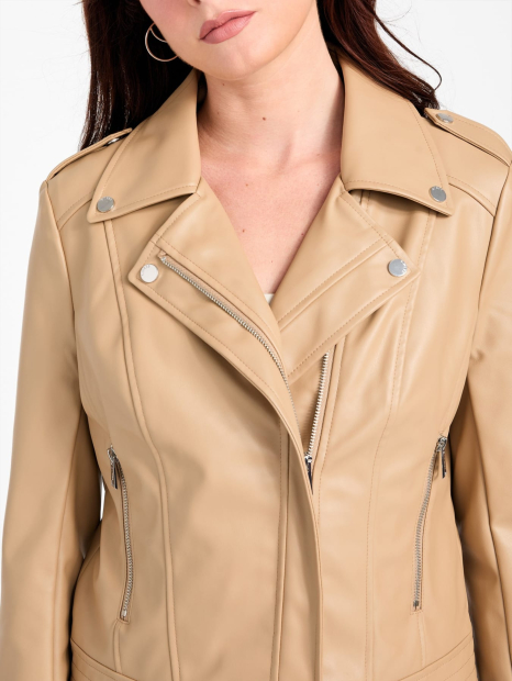 Женская куртка из экокожи GUESS 1159836508 (Бежевый S)