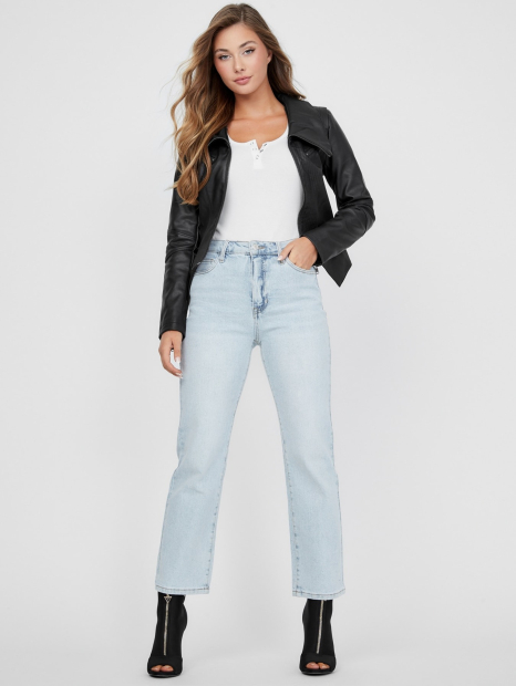 Женская куртка из экокожи GUESS на молнии 1159837114 (Черный L)
