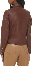 Женская куртка из экокожи Levi's на молнии 1159785016 (Коричневый, 2X)