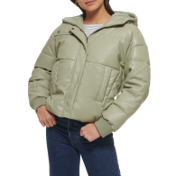 Женская куртка-пуховик Levi's из искусственной кожи 1159789836 (Зеленый, XL)