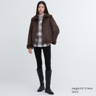 Куртка из экозамши UNIQLO с искусственным мехом 1159797611 (Коричневый, S)