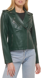 Женская асимметричная куртка Levi's из искусственной кожи 1159800407 (Зеленый, XS)
