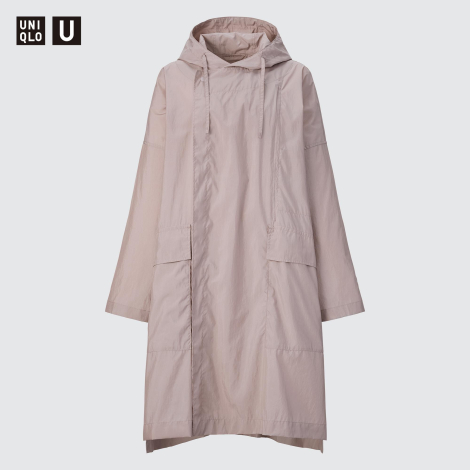 Удлиненная ветровка Uniqlo пончо с капюшоном 1159784859 (Розовый, XL)