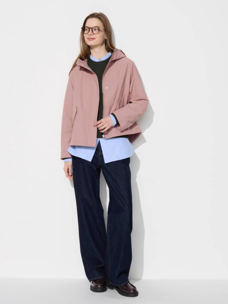 Легкая ветровка Uniqlo парка с капюшоном 1159834022 (Розовый XXL)