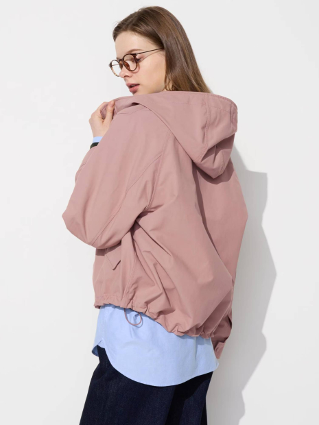 Легкая ветровка Uniqlo парка с капюшоном 1159834022 (Розовый XXL)