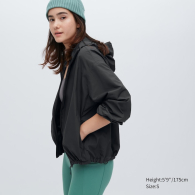 Ветровка женская Uniqlo легкая куртка с капюшоном 1159775042 (Черный, XXL)