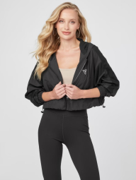 Женская укороченная ветровка GUESS легкая куртка на молнии 1159783672 (Черный, XL)