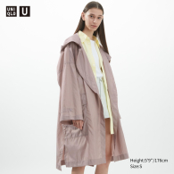 Удлиненная ветровка Uniqlo пончо с капюшоном 1159784859 (Розовый, XL)