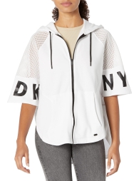 Жіноча куртка-пончо на блискавці DKNY вітрівка з капюшоном 1159804441 (Білий, XS)