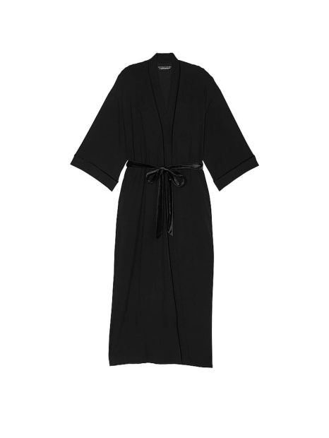 Жіночий легкий халат Victoria's Secret з обробкою з оксамиту 1159834423 (Чорний XS/S)