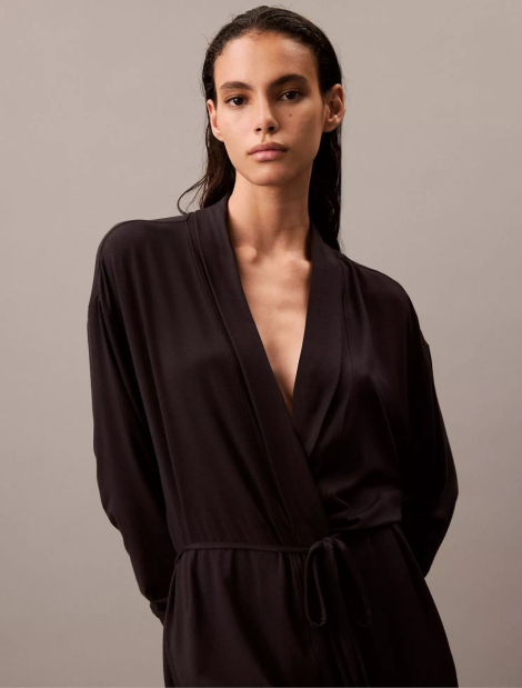 Ультралегкий халат для отдыха Calvin Klein 1159835849 (Черный XS/S)