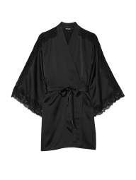 Жіночий легкий халат Victoria's Secret з мереживною обробкою 1159805351 (Чорний, XL/XXL)