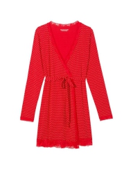 Жіночий халат з мереживним оздобленням Victoria's Secret в горошок 1159805810 (червоний, M/L)