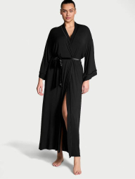 Женский легкий халат Victoria's Secret с отделкой из бархата 1159834423 (Черный XS/S)
