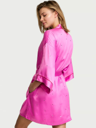 Жіночий сатиновий халат Victoria's Secret 1159835415 (Рожевий XS/S)