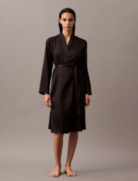 Женский сатиновый халат Calvin Klein 1159835873 (Черный XS/S)