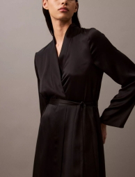 Женский сатиновый халат Calvin Klein 1159835873 (Черный XS/S)