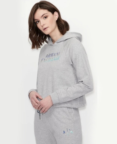 Женское худи Armani Exchange с капюшоном 1159816180 (Серый XS)