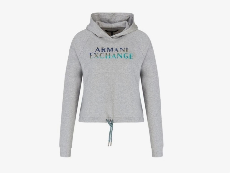 Женское худи Armani Exchange с капюшоном 1159816180 (Серый XS)