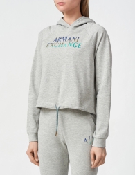 Женское худи Armani Exchange с капюшоном 1159816180 (Серый XS)