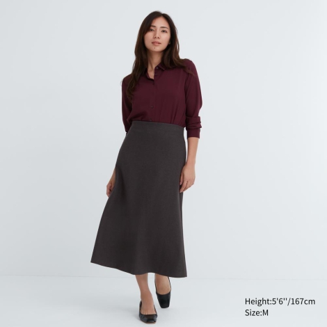 Расклешенная юбка из фактурного джерси UNIQLO 1159799188 (Коричневый, XS)