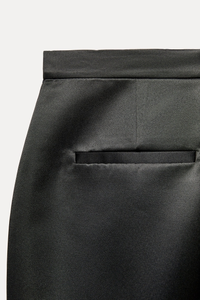 Атласная юбка ZARA с разрезом 1159803268 (Черный, S)