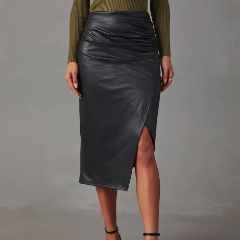Женская юбка Calvin Klein из экокожи 1159807315 (Черный, 14)