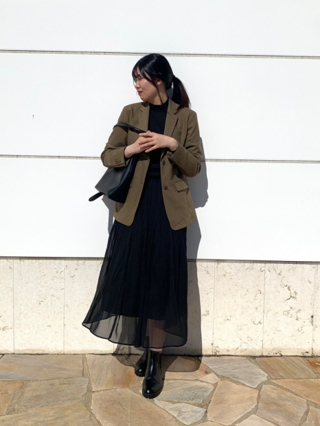 Плиссированная юбка UNIQLO 1159830767 (Черный S)