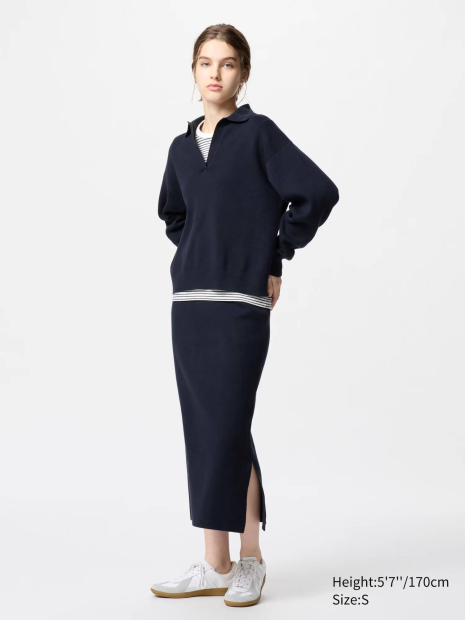 Женская эластичная юбка UNIQLO 1159834739 (Синий M)