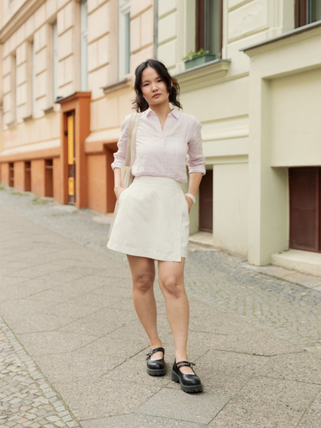 Жіноча спідниця-шорти UNIQLO із лляної суміші 1159835649 (Молочний XXL)