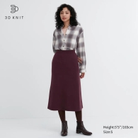 Женская эластичная юбка 3D Knit UNIQLO 1159799154 (Бордовый, XXL)