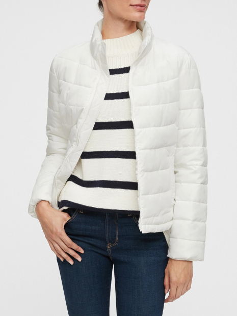 Стеганая теплая женская куртка GAP art361257 (Белая, размер M)