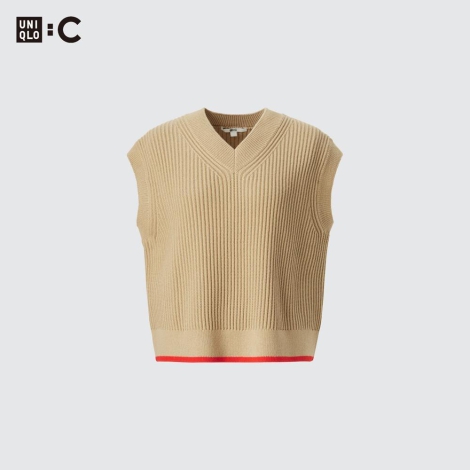 Вязаная жилетка UNIQLO 1159811692 (Бежевый, M)