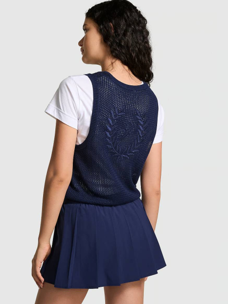 Стильний трикотажний жилет Victoria's Secret Pink з вишивкою ззаду 1159833860 (Синій S)