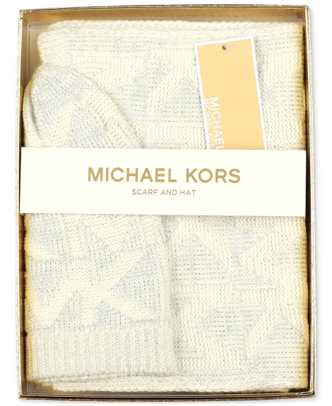 В'язаний набір Michael Kors шапка та шарф 1159799039 (Білий, One size)