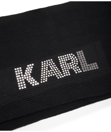 Жіночий в'язаний набір Karl Lagerfeld Paris шапка і шарф. 1159802617 (Чорний, One size)