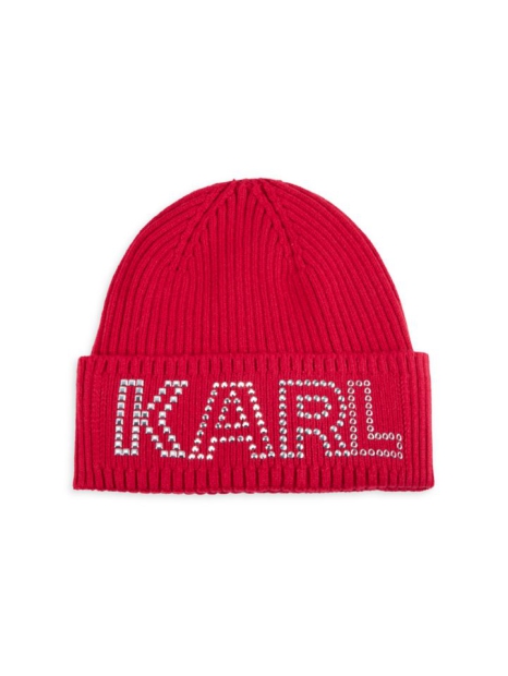 Женский вязаный набор Karl Lagerfeld Paris шапка и шарф 1159802848 (Красный, One size)