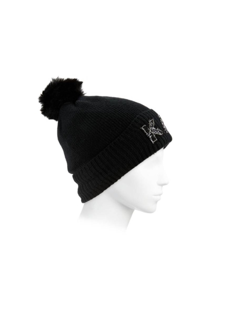 В'язаний комплект Karl Lagerfeld Paris шапка та рукавички 1159829355 (Чорний One size)