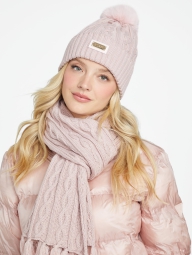 Вязаный набор Guess шапка и шарф 1159794934 (Розовый, One size)