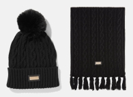 Вязаный набор Guess шапка и шарф 1159794940 (Черный, One size)