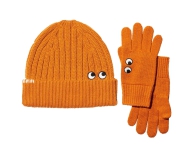 Стильный вязаный комплект HEATTECH UNIQLO шапка и перчатки 1159797989 (Оранжевый, One size)
