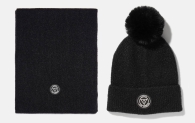 Вязаный набор Guess шапка и шарф 1159799581 (Черный, One size)